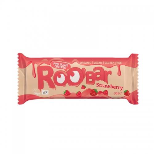 Baton truskawkowy RAW w różowej polewie czekoladowej 30g*ROOBAR*BIO   - najlepiej zużyć przed: 04.08.2024 - najniższa cena w okresie 30 dni przed promocją: 4,71zł