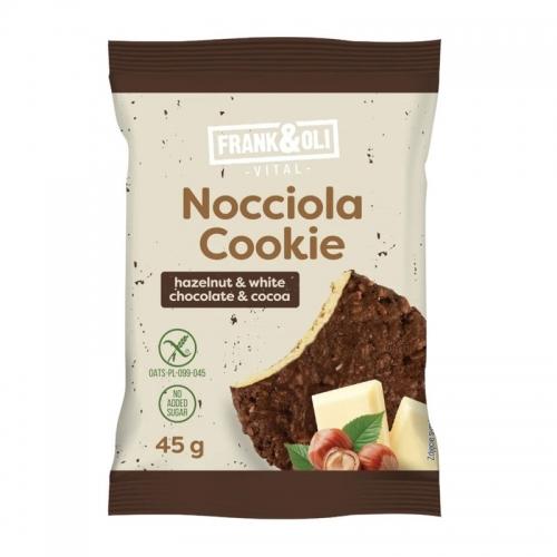 Ciasteczko miękkie z orzechami laskowymi, białą czekoladą i kakao bez cukru 45g*FRANK&OLI*