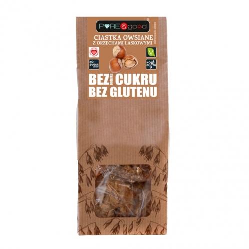 Ciastka owsiane z orzechami laskowymi bez cukru 150g*PURE&GOOD*