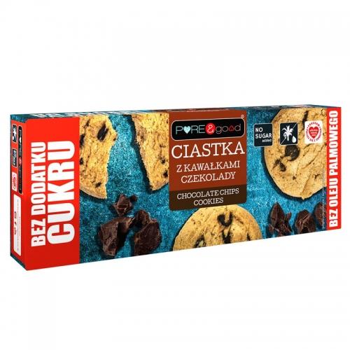 Ciastka z kawałkami czekolady bez cukru 135g*PURE&GOOD*