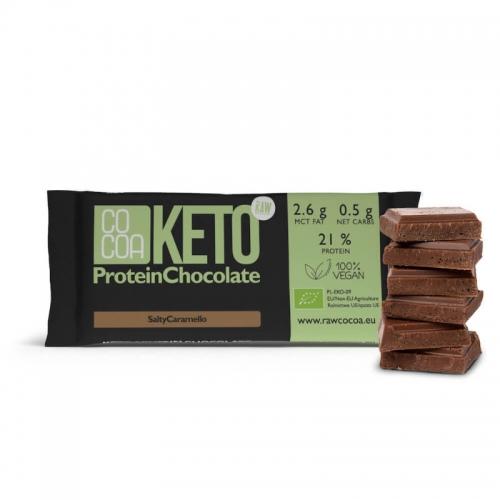 Czekolada surowa KETO **Słony karmel** proteinowa 40g*COCOA*BIO