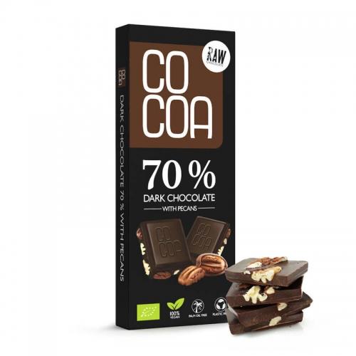 Czekolada RAW surowa ciemna 70% z orzechami pekan 40g*COCOA*BIO