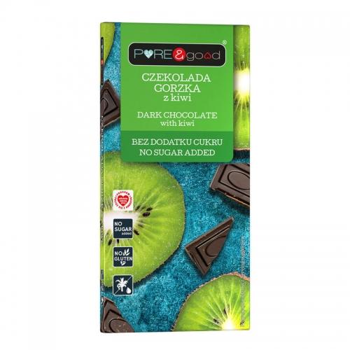 Czekolada gorzka / kiwi bez dodatku cukru 75g*PURE&GOOD* - najlepiej spożyć przed: 31.05.2025 - najniższa cena w okresie 30 dni przed promocją: 8,55zł