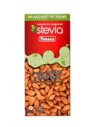 Czekolada **Stevia** mleczna z migdałami 125g*TORRAS*
