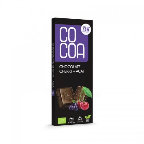 Czekolada surowa z wiśniami i jagodami Acai 40g*COCOA*BIO
