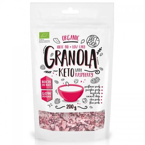 GRANOLA DIET-FOOD KETO Z MALINĄ 200G BIO 