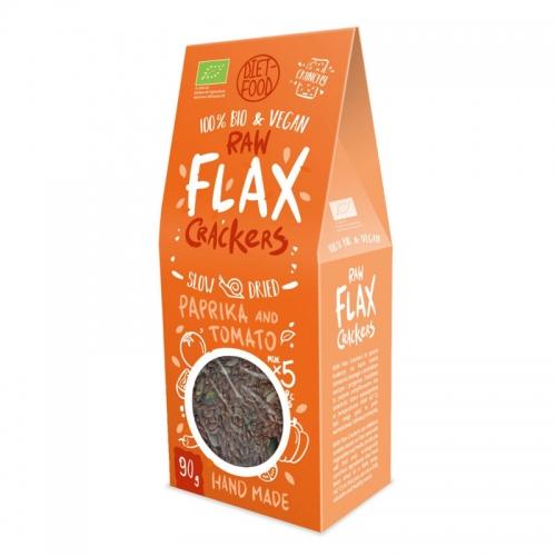 KRAKERSY DIET-FOOD Z SIEMIENIA LNIANEGO Z POMIDORAMI I PAPRYKĄ 90G BIO 