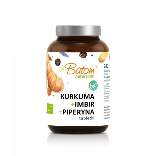 Kurkuma / imbir / piperyna 500mg tabletki 240szt.*BATOM*BIO suplement diety 