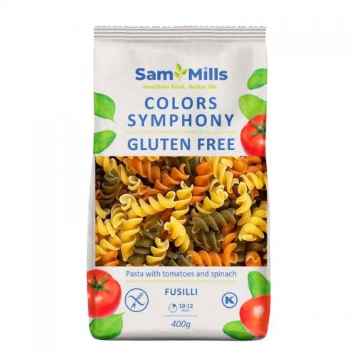 Makaron kukurydziany z pomidorami i szpinakiem świderki bezglutenowy  400g*SAM MILLS*