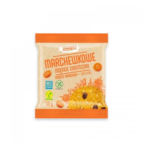 Miękkie ciasteczko marchewkowe Kokos & Rodzynki bez cukru 50g*FRANK&OLI* - najlepiej spożyć przed: 22.07.2025 - najniższa cena w okresie 30 dni przed promocją: 2,99zł