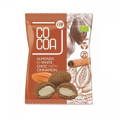 Migdały w białej polewie z cynamonem 70g*COCOA*BIO - najlepiej spożyć przed: 18.09.2025 - najniższa cena w okresie 30 dni przed promocją: 13,80zł