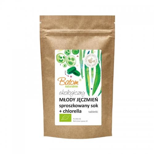 Młody jęczmień sproszkowany sok + chlorella tabletki 500szt.*BATOM*BIO suplement diety