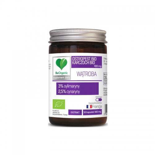 Kapsułki WĄTROBA ostropest & karczoch 400mg 50szt.*BEORGANIC*BIO - suplement diety