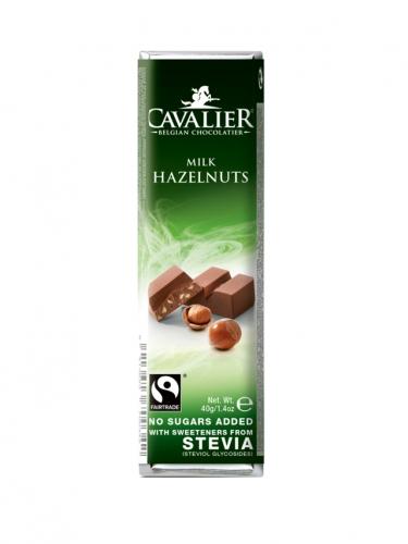 Baton mleczna czekolada /orzechy laskowe słodzony stewią 40g*CAVALIER*