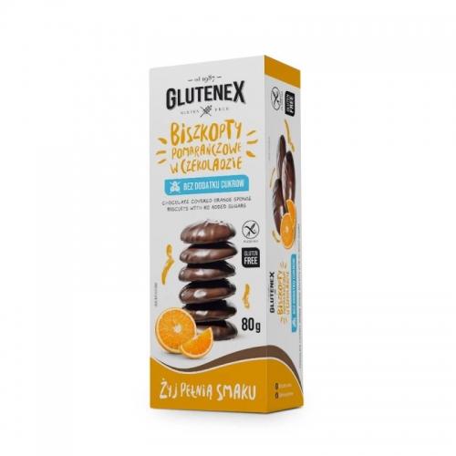 Biszkopty pomarańczowe w czekoladzie bezglutenowe bez cukru 80g*GLUTENEX*