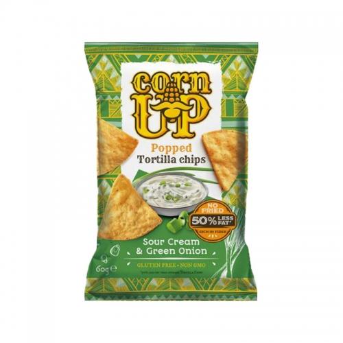 Chipsy kukurydziane tortilla kwaśna śmietanka / cebulka bezglutenowe 60g*CORN UP* 