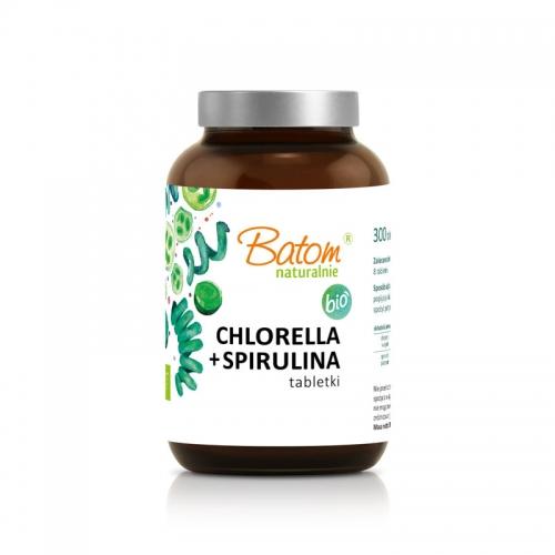 Chlorella + spirulina 500mg tabletki 240szt. / 120g*BATOM*BIO suplement diety