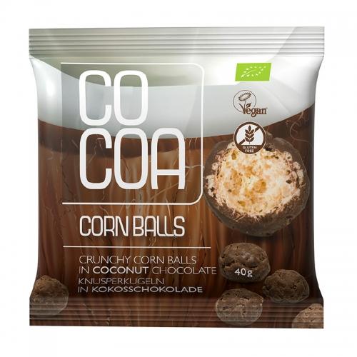 Chrupki **Corn Balls** kukurydziane w czekoladzie kokosowej bezglutenowe 40g*COCOA*BIO