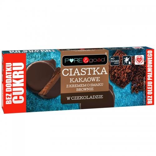 Ciastka kakaowe z kremem brownie w czekoladzie bez cukru 128g*PURE&GOOD*