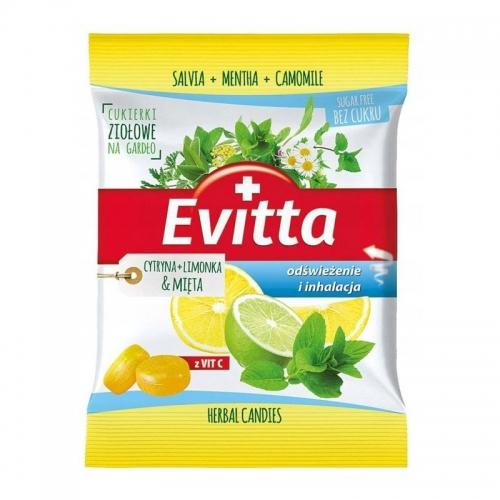 Cukierki ziołowe cytryna / limonka / mięta bez cuku 60g*EVITTA*