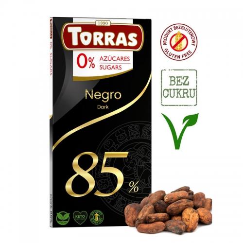 Czekolada KETO gorzka 85% kakao bezglutenowa 75g*TORRAS*