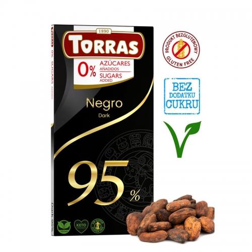 Czekolada KETO gorzka 95% kakao bezglutenowa 75g*TORRAS*