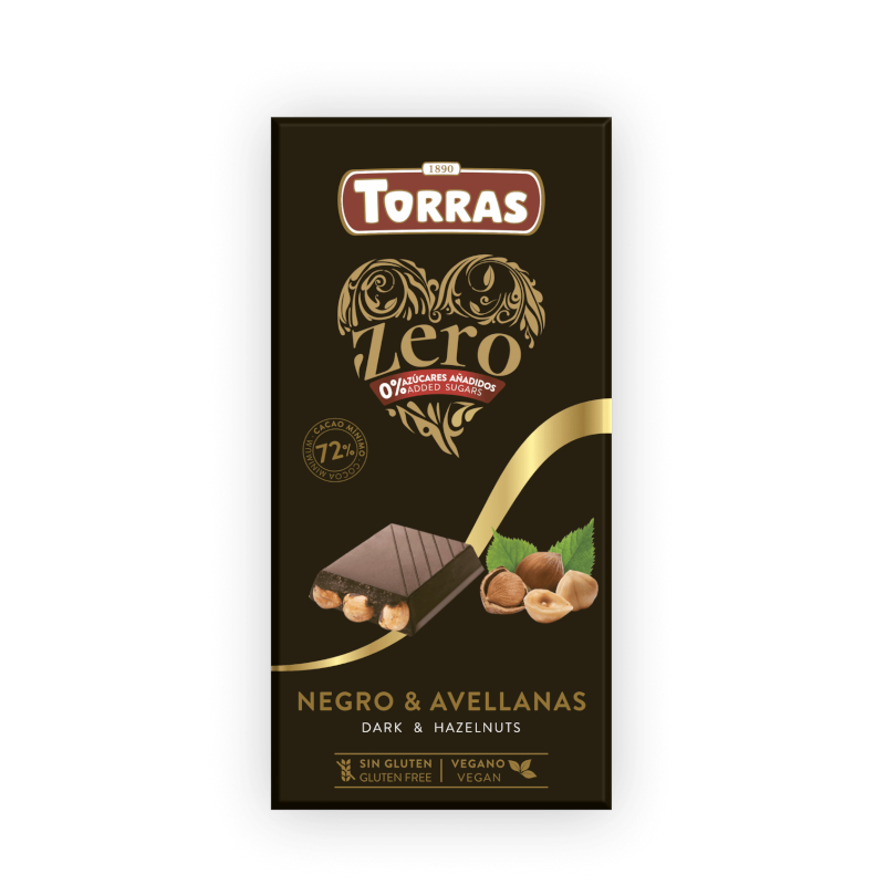 Czekolada KETO gorzka z orzechami laskowymi bez cukru 150g*TORRAS ZERO*