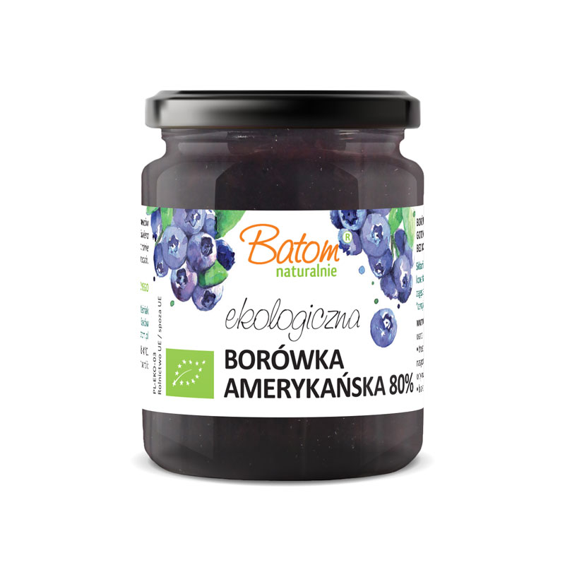 Dżem z borówki amerykańskiej 80% słodzony sokiem jabłkowym 260g*BATOM*BIO